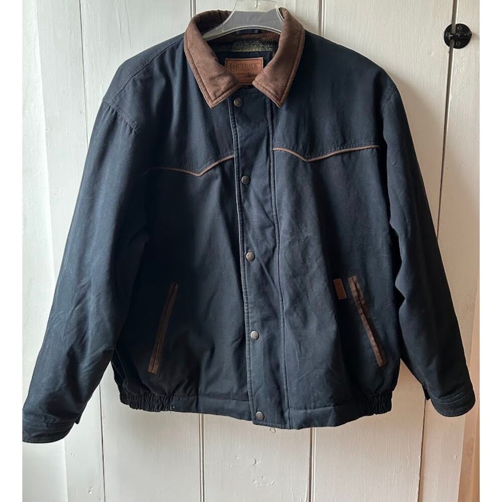 Outback Trading Co jacket men's xxl blue fleece lined zip button imperfect